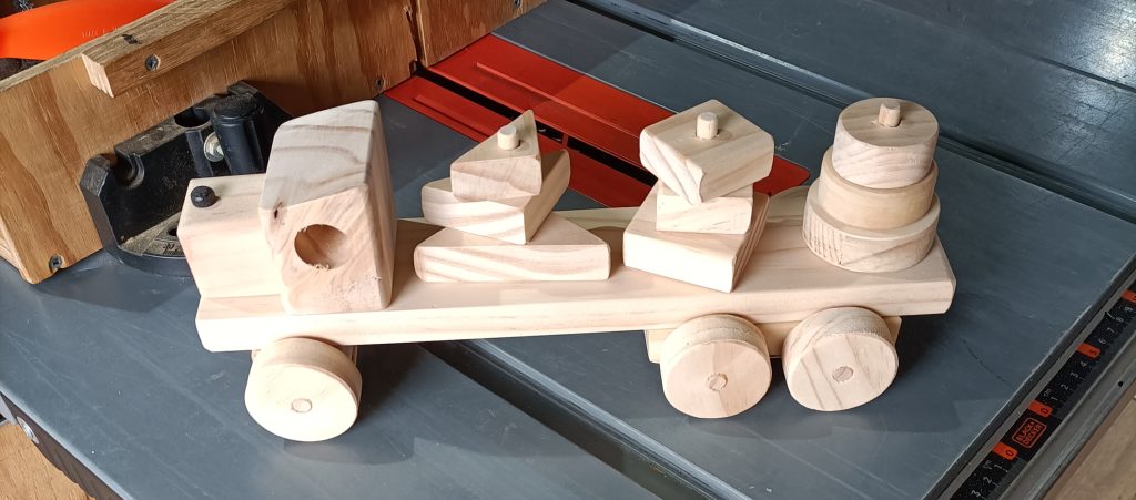 Block truck handmade from pine, by Rusty's Toy Workshop, Wairarapa